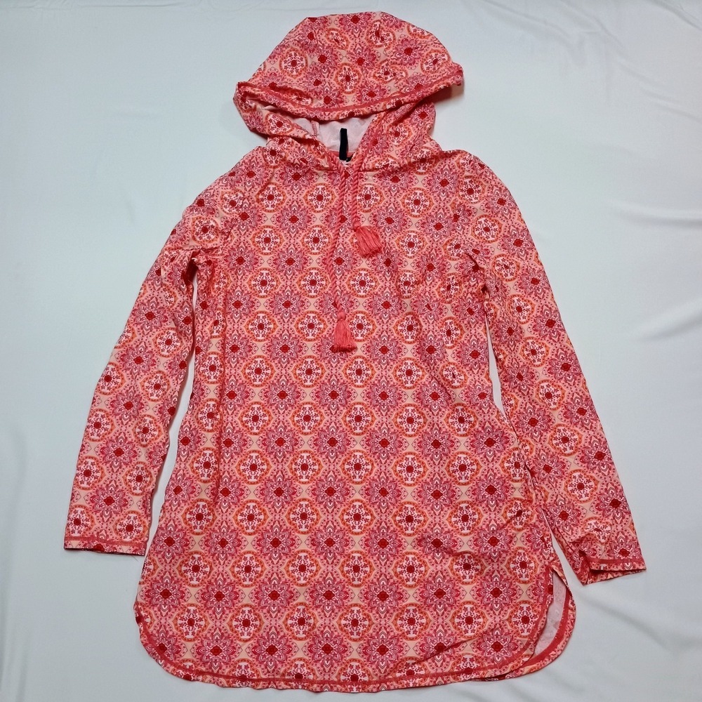 Aqua Et Sol Swim Beach Upf Dress Hooded Pink Medium